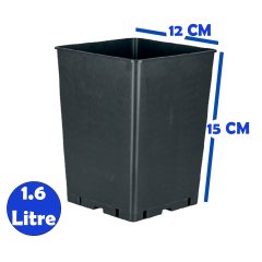 Siyah Üretim Saksısı-1,6 Litre - (100 Adet)